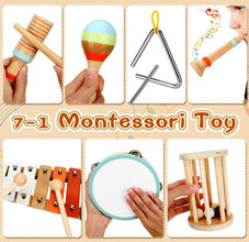 Set instrumente muzicale din lemn pentru copii – 7 piese