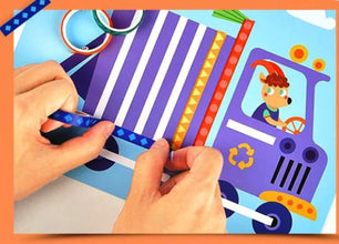 Joc Creativ cu Benzi Adezive – 10 Carduri pentru Dezvoltarea Simțului Estetic