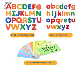 Alfabetar din Lemn cu Litere Magnetice – Set Educativ 52 Piese