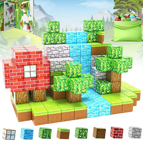 Set Blocuri Magnetice Minecraft 3D – 32 Piese de Construcție Creativă pentru Copii