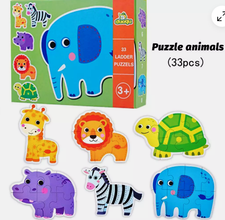 Set 6 Puzzle-uri Animale Savană – Joc Educativ din Carton Gros