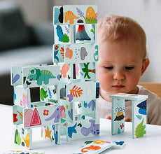 Domino cu Dinozauri din Lemn – Set Educativ cu 28 Piese pentru Copii