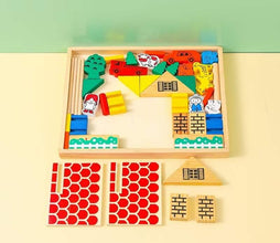 Fermă din Lemn – Set Cuburi de Construcție, 48 Piese