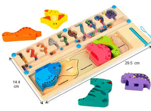 Joc Tetris Dinozauri, Sortare Bile și Cifre - Set Educativ Logic 3 în 1