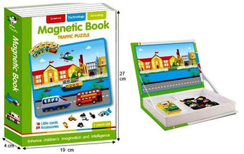 Carte Magnetică tip Puzzle Trafic – 61 de Magneți Educaționali pentru Copii