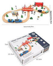 Circuit trenuleț din lemn cu magneți – 52 piese, jucărie educativă