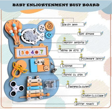 Busy Board Panda din Lemn – Jucărie Senzorială și Educativă cu 10 Activități