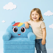 Fotoliu de Pluș Extensibil pentru Copii, tip Unicorn Turcoaz, 100cm.