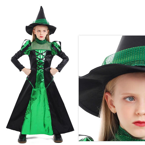 Costum set de Halloween de copii, Vrajitoare, 2 piese.