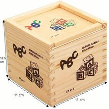 Set 27 Litere si Cifre, Cuburi din Lemn în Cutie – Joc Educativ de Construcție