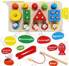 Joc 3 în 1 Pescuit Magnetic, Albinute și Sortare Forme - Set Educativ de Dexteritate