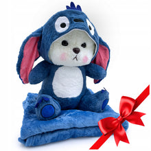 Jucarie de Plus, Ursulet Imbracat in Stitch, set cu Paturica, 55x30cm.