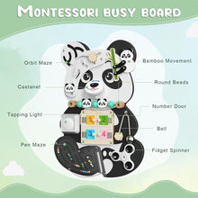 Panda Busy Board Lemn – Activități Senzoriale și Educaționale