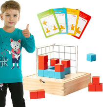 Joc Educativ Block Logic – Așezare Construcții Tridimensionale din Lemn