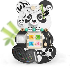 Panda Busy Board Lemn – Activități Senzoriale și Educaționale