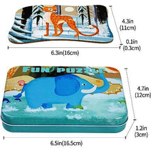 Puzzle Animale din Savana – Set 5 Puzzle-uri cu Piese Mari, în Cutie Metalică