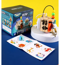 Cub Educativ din Lemn STEM – Busy Cube cu 8 Activități Motrice