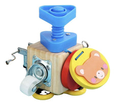 Cub Senzorial din Lemn cu Spinner și Flașnetă - Joc de Îndemânare