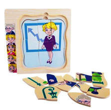 Set Puzzle din Lemn Evoluția Umană – De la Copil la Bunică, Puzzle Educativ