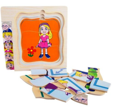 Set Puzzle din Lemn Evoluția Umană – De la Copil la Bunică, Puzzle Educativ