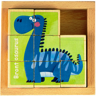 Cuburi Puzzle din Lemn cu Dinozauri – Set Educativ 8 Piese pentru Copii