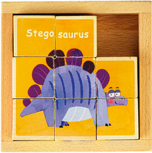 Cuburi Puzzle din Lemn cu Dinozauri – Set Educativ 8 Piese pentru Copii