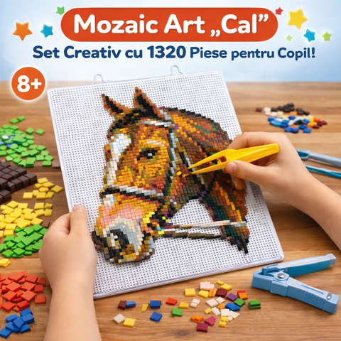 Mozaic Art pentru Copii – Model Cal, Set cu 1320 Piese Colorate