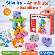 Stivuire cu Animăluțe în Echilibru – Joc Educativ pentru Copii