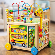 Antemergător pentru Copii cu Cub de Activități din Lemn – 6 în 1