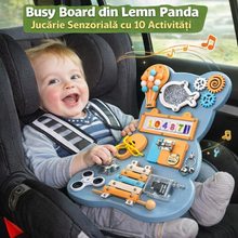 Busy Board Panda din Lemn – Jucărie Senzorială și Educativă cu 10 Activități