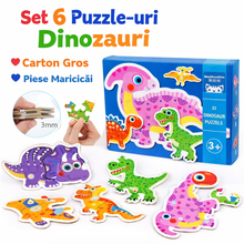 Set 6 Puzzle-uri Dinozauri – Joc Educativ cu Piese Mari