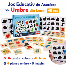 Joc de Asociere Umbre din Lemn – Joc Educativ, 40 Piese