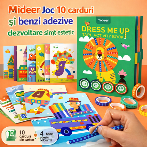 Joc Creativ cu Benzi Adezive – 10 Carduri pentru Dezvoltarea Simțului Estetic
