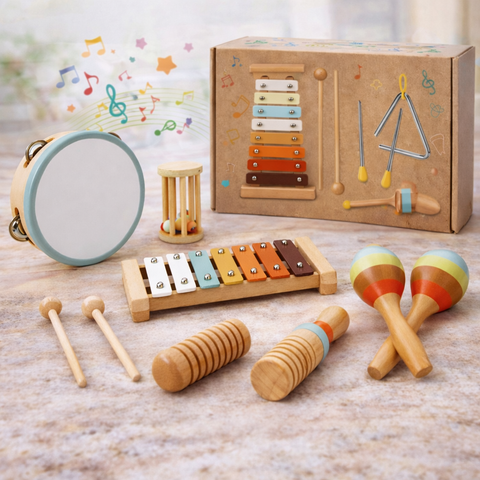 Set instrumente muzicale din lemn pentru copii – 7 piese