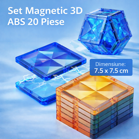 Joc Magnetic 3D din ABS – Set de Construcție 20 Bucăți pentru Copii