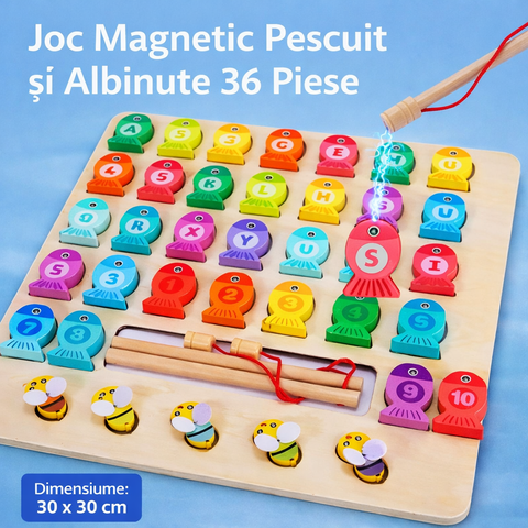 Joc Magnetic de Pescuit cu Albinute – Set Educativ 36 Piese pentru Copii