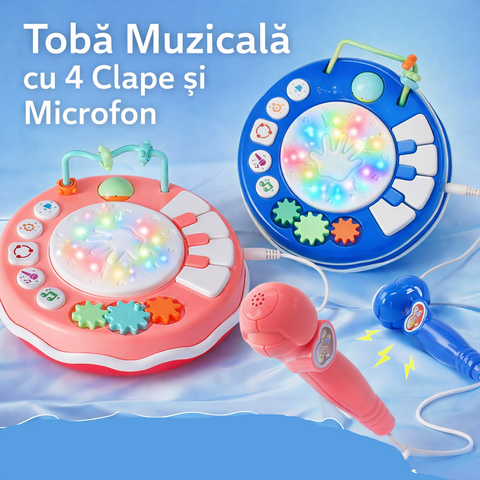 Tobă Muzicală pentru Copii cu 4 Clape și Microfon