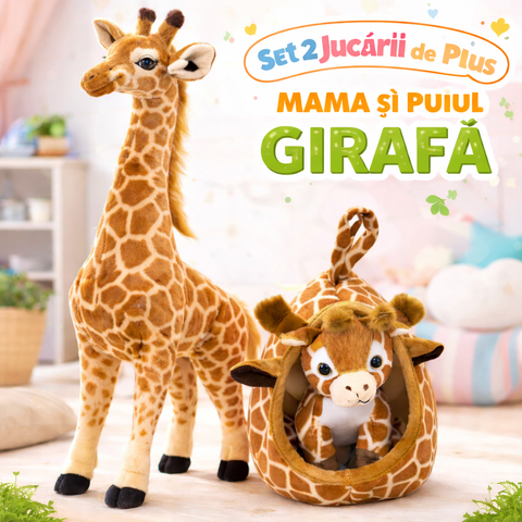 Set 2 Jucării de Pluș Girafă – Mama și Puiul, Jucării de Plus pentru Copii