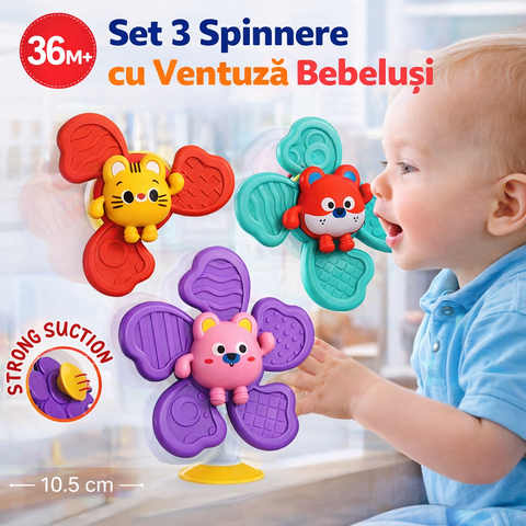 Set 3 Spinnere cu Ventuză - Jucării Senzoriale Interactive