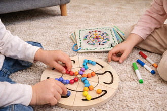 Joc Cognitiv din Lemn – Disc Interactiv cu Bile, Jucărie Educativă pentru Copii