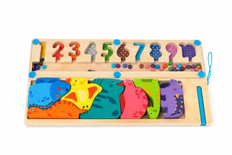 Joc Tetris Dinozauri, Sortare Bile și Cifre - Set Educativ Logic 3 în 1