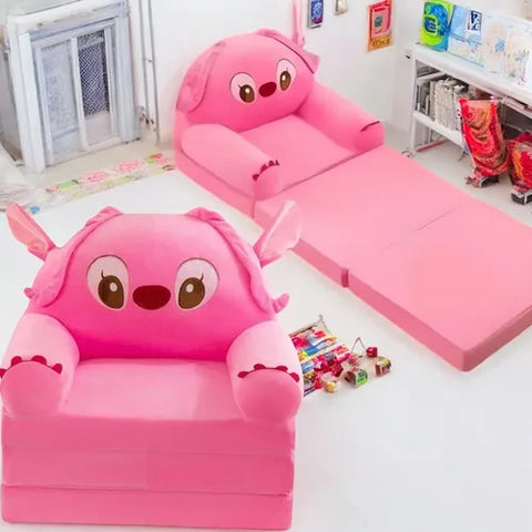 Fotoliu Extensibil Stitch de Pluș pentru Copii, Roz, 100cm.