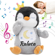 Jucarie Pinguin Personalizat, cu 4 functii, Efect de Respiratie si Lumini, 35cm.