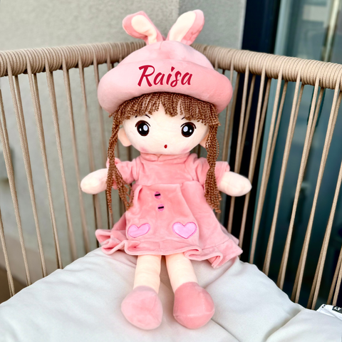 Papusica Kimi Personalizata, Jucarie de Plus Interactiva, spune Rugaciuni la alegere, 48cm.