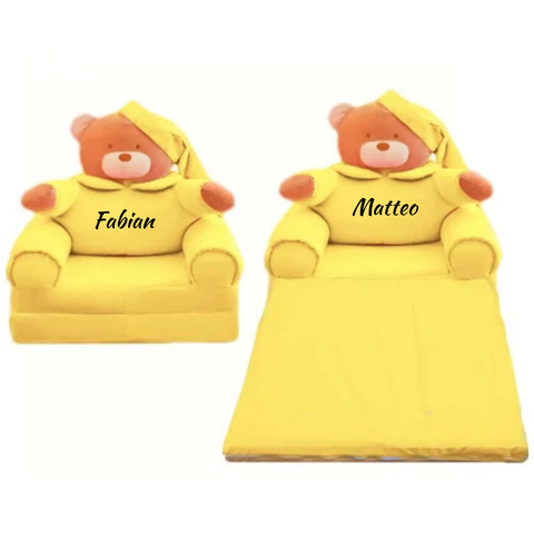 Fotoliu de Plus Personalizat Extensibil pentru Copii – Design Ursuleț Teddy