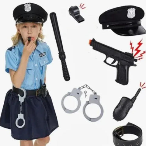 Costum set Halloween de copii, Politista, 10 piese.