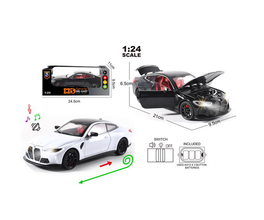Mașinuță BMW M4 din Metal 1:24 – Uși & Capotă Deschise, Lumini și Sunet