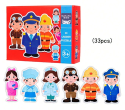 Set 6 Puzzle-uri Educationale cu Ocupații – Carton Gros, Piese Mari pentru Copii
