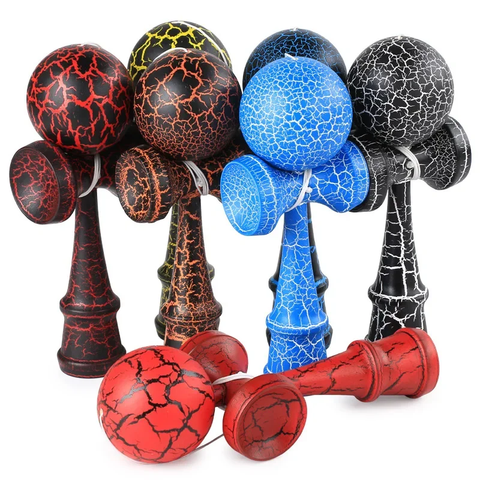 Jucarie Kendama Profesionala din Lemn, 18 cm, Design Crack