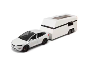 Mașină de Jucărie Metalică Tesla Model 3 – cu Remorcă, Lumini și Sunete Muzicale, 1:24